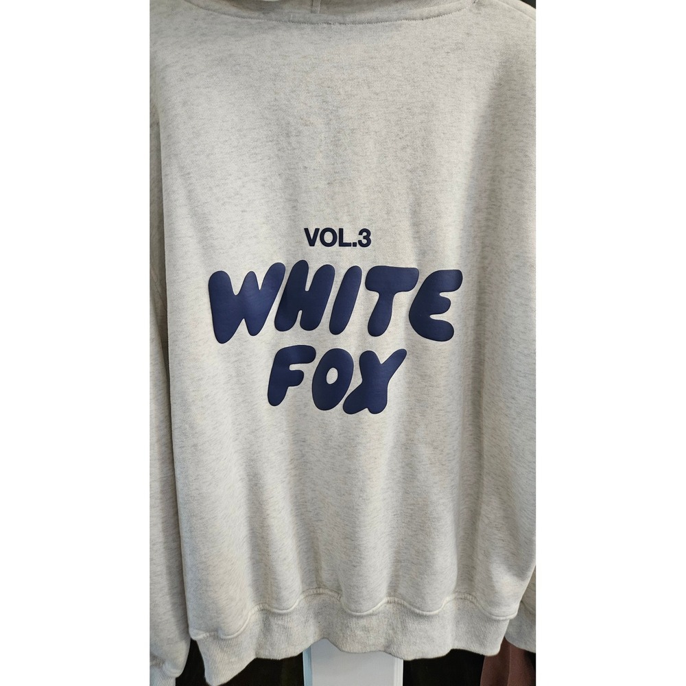Girlhoodcore White Fox Bout Vol.3 Oatmeal Marle Oversized Puff Print Hoodie M/L
